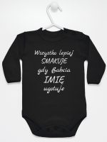 wszystko lepiej smakuje jak babcia ugotuje  body z długim rękawem kolor czarny 143
