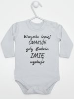 wszystko lepiej smakuje jak babcia ugotuje  body z długim rękawem kolor szary 143