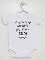 wszystko lepiej smakuje jak babcia ugotuje  body z krótkim rękawem kolor biały 143