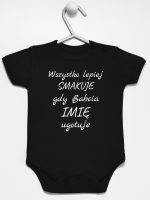 wszystko lepiej smakuje jak babcia ugotuje  body z krótkim rękawem kolor czarny 143