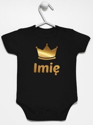 z imieniem dziecka i koroną body z krótkim rękawem kolor czarny 027