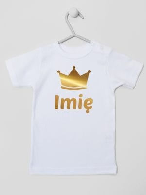 z imieniem dziecka i koroną koszulka z krótkim rękawem kolor biały 027