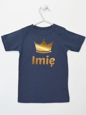 z imieniem dziecka i koroną koszulka z krótkim rękawem kolor granatowy 027