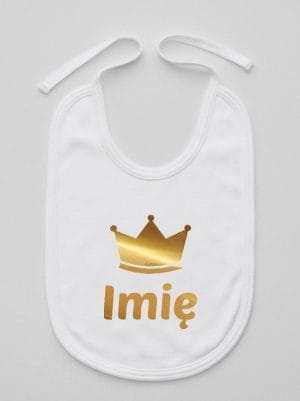 z imieniem dziecka i koroną śliniak niemowlęcy kolor biały 027
