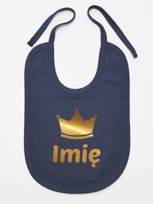 z imieniem dziecka i koroną śliniak niemowlęcy kolor granatowy 027