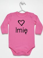 z imieniem dziecka i sercem  body z długim rękawem kolor ciemny różowy 090