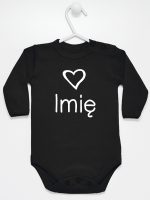 z imieniem dziecka i sercem  body z długim rękawem kolor czarny 090