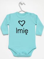 z imieniem dziecka i sercem  body z długim rękawem kolor miętowy 090