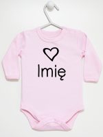 z imieniem dziecka i sercem  body z długim rękawem kolor różowy 090