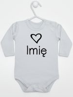 z imieniem dziecka i sercem  body z długim rękawem kolor szary 090