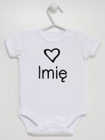 z imieniem dziecka i sercem  body z krótkim rękawem kolor biały 090
