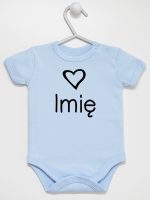 z imieniem dziecka i sercem  body z krótkim rękawem kolor błękitny 090