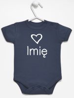 z imieniem dziecka i sercem  body z krótkim rękawem kolor granatowy 090