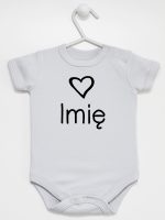 z imieniem dziecka i sercem  body z krótkim rękawem kolor szary 090
