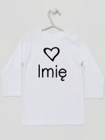 z imieniem dziecka i sercem  koszulka z długim rękawem kolor biały 090