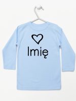 z imieniem dziecka i sercem  koszulka z długim rękawem kolor błękitny 090