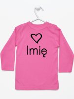 z imieniem dziecka i sercem  koszulka z długim rękawem kolor ciemny różowy 090