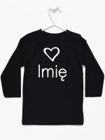 z imieniem dziecka i sercem  koszulka z długim rękawem kolor czarny 090