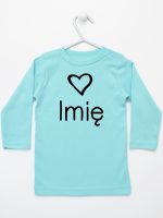 z imieniem dziecka i sercem  koszulka z długim rękawem kolor miętowy 090