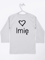 z imieniem dziecka i sercem  koszulka z długim rękawem kolor szary 090