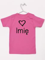 z imieniem dziecka i sercem  koszulka z krótkim rękawem kolor ciemny różowy 090
