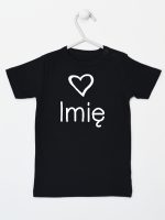 z imieniem dziecka i sercem  koszulka z krótkim rękawem kolor czarny 090