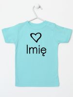 z imieniem dziecka i sercem  koszulka z krótkim rękawem kolor miętowy 090