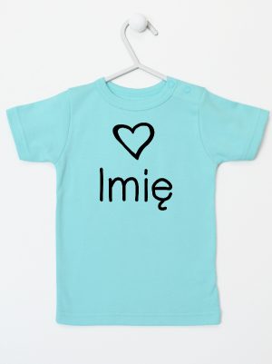 z imieniem dziecka i sercem  koszulka z krótkim rękawem kolor miętowy 090