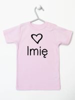 z imieniem dziecka i sercem  koszulka z krótkim rękawem kolor różowy 090