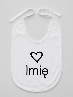 z imieniem dziecka i sercem  śliniak niemowlęcy kolor biały 090