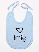 z imieniem dziecka i sercem  śliniak niemowlęcy kolor błękitny 090