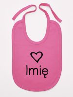 z imieniem dziecka i sercem  śliniak niemowlęcy kolor ciemny różowy 090