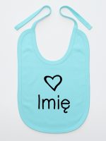 z imieniem dziecka i sercem  śliniak niemowlęcy kolor miętowy 090