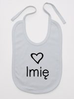 z imieniem dziecka i sercem  śliniak niemowlęcy kolor szary 090