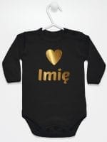 z imieniem dziecka i serduszkiem body z długim rękawem kolor czarny 028