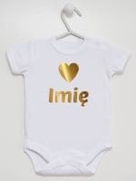 z imieniem dziecka i serduszkiem body z krótkim rękawem kolor biały 028