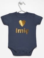 z imieniem dziecka i serduszkiem body z krótkim rękawem kolor granatowy 028