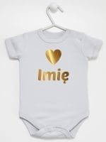 z imieniem dziecka i serduszkiem body z krótkim rękawem kolor szary 028