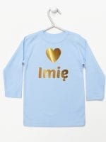 z imieniem dziecka i serduszkiem koszulka z długim rękawem kolor błękitny 028