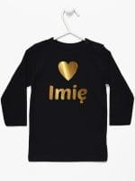 z imieniem dziecka i serduszkiem koszulka z długim rękawem kolor czarny 028
