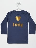 z imieniem dziecka i serduszkiem koszulka z długim rękawem kolor granatowy 028