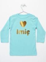 z imieniem dziecka i serduszkiem koszulka z długim rękawem kolor miętowy 028