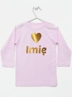 z imieniem dziecka i serduszkiem koszulka z długim rękawem kolor różowy 028