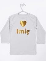 z imieniem dziecka i serduszkiem koszulka z długim rękawem kolor szary 028
