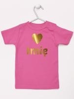 z imieniem dziecka i serduszkiem koszulka z krótkim rękawem kolor ciemny różowy 028
