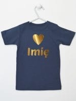z imieniem dziecka i serduszkiem koszulka z krótkim rękawem kolor granatowy 028