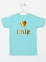 z imieniem dziecka i serduszkiem koszulka z krótkim rękawem kolor miętowy 028