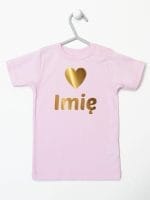 z imieniem dziecka i serduszkiem koszulka z krótkim rękawem kolor różowy 028