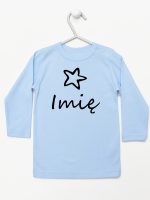 z imieniem niemowlaka i gwiazdką koszulka z długim rękawem kolor błękitny 091