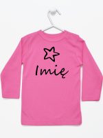 z imieniem niemowlaka i gwiazdką koszulka z długim rękawem kolor ciemny różowy 091